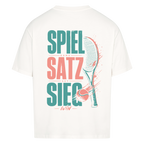 Spiel Satz Sieg Rally auf Oversized Shirt, Farbe weiß