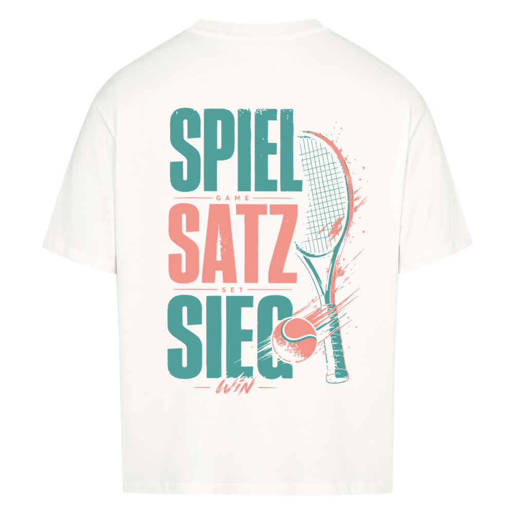 Spiel Satz Sieg Rally auf Oversized Shirt, Farbe weiß