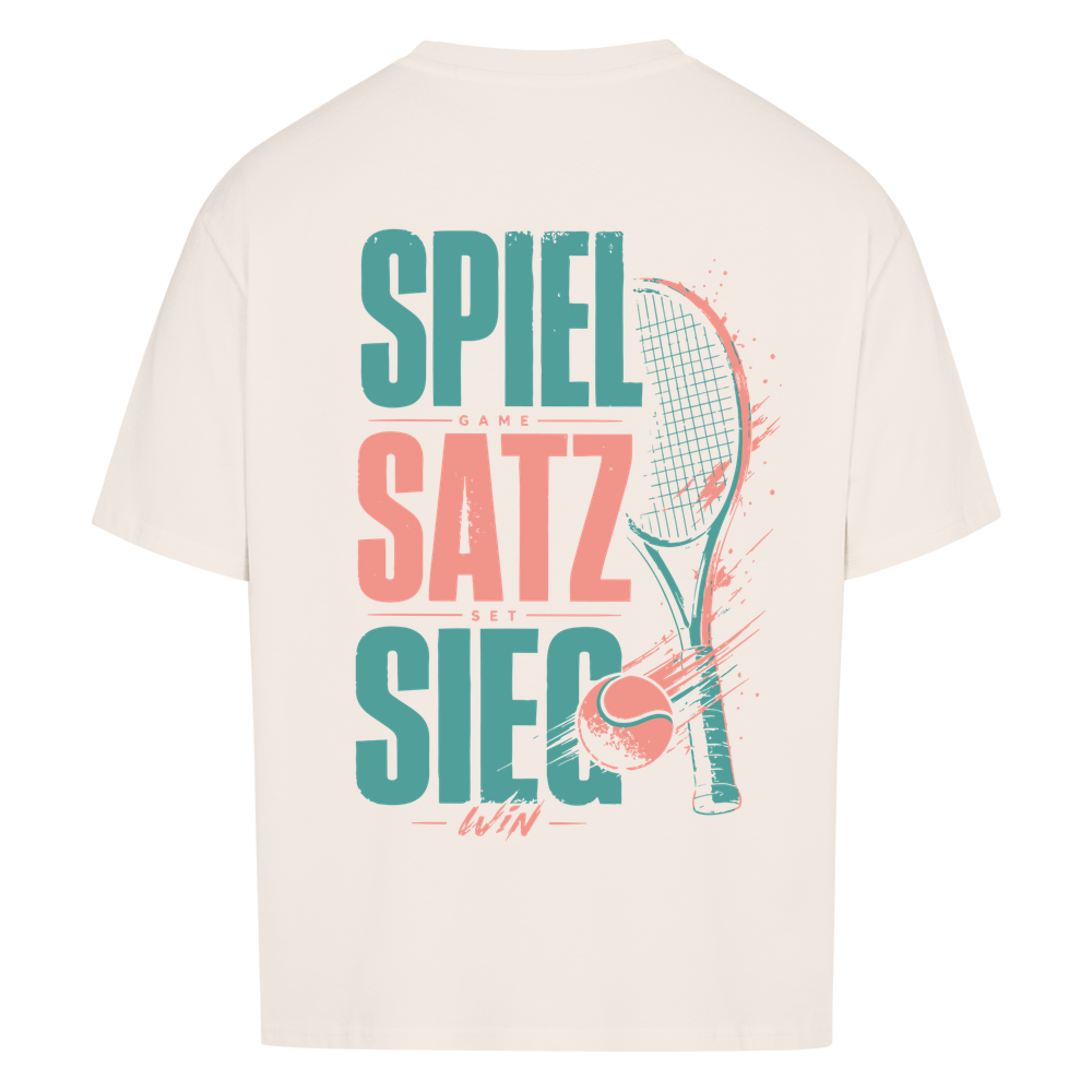 Spiel Satz Sieg Rally auf Oversized Shirt, Farbe naturweiß