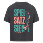 Spiel Satz Sieg Rally auf Oversized Shirt, Farbe verwaschen schwarz