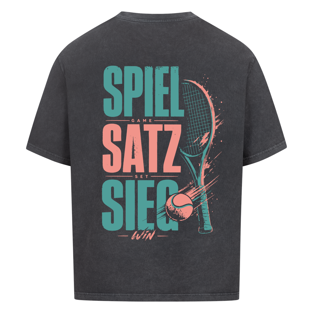Spiel Satz Sieg Rally auf Oversized Shirt, Farbe verwaschen schwarz
