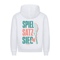 Spiel Satz Sieg Rally auf Hoodie, Farbe weiß