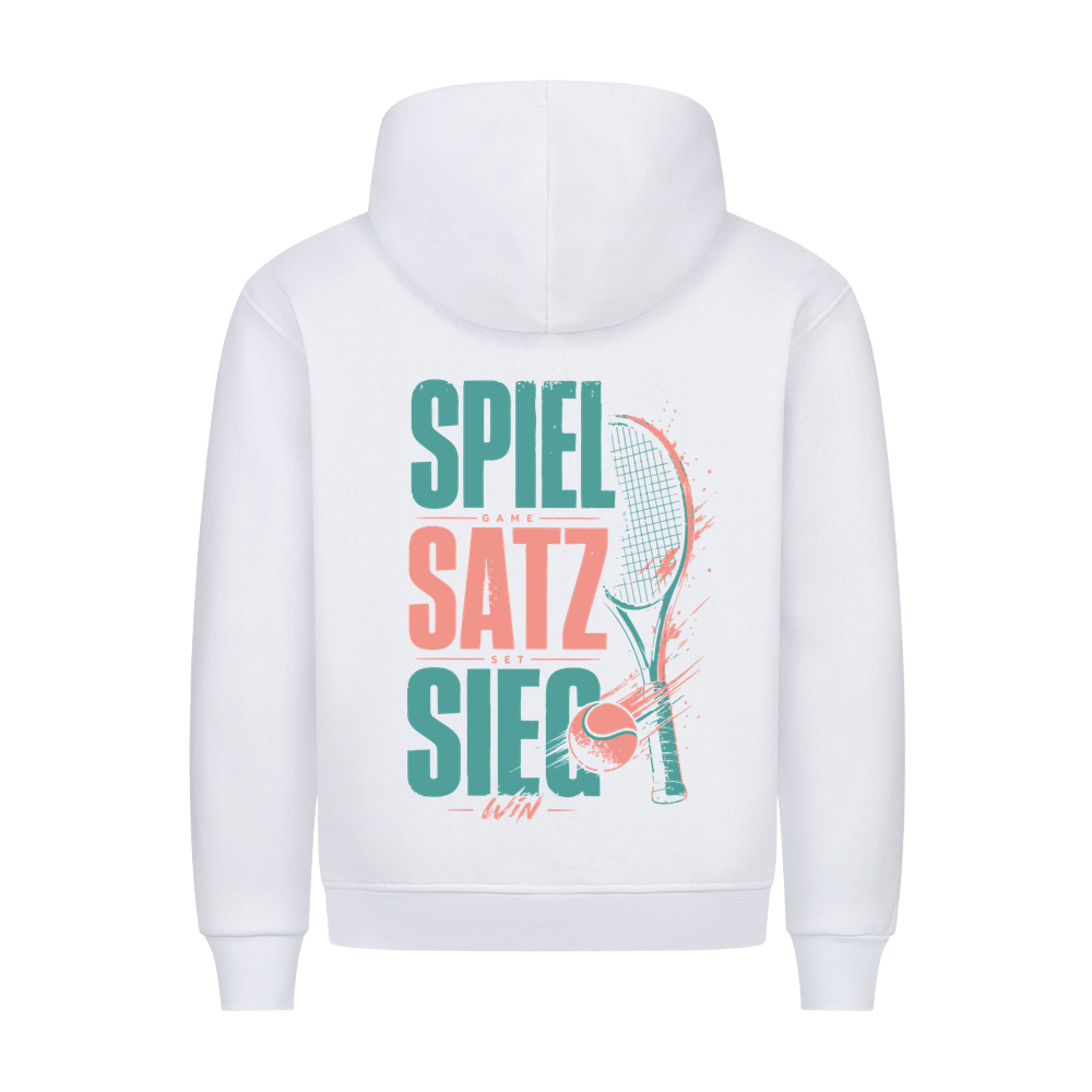 Spiel Satz Sieg Rally auf Hoodie, Farbe weiß