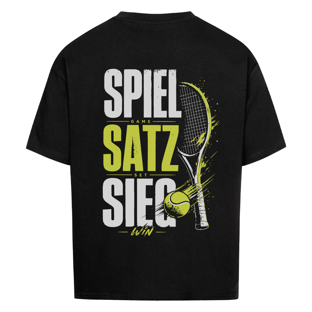 Spiel Satz Sieg Sprint auf Oversized Shirt, Farbe schwarz