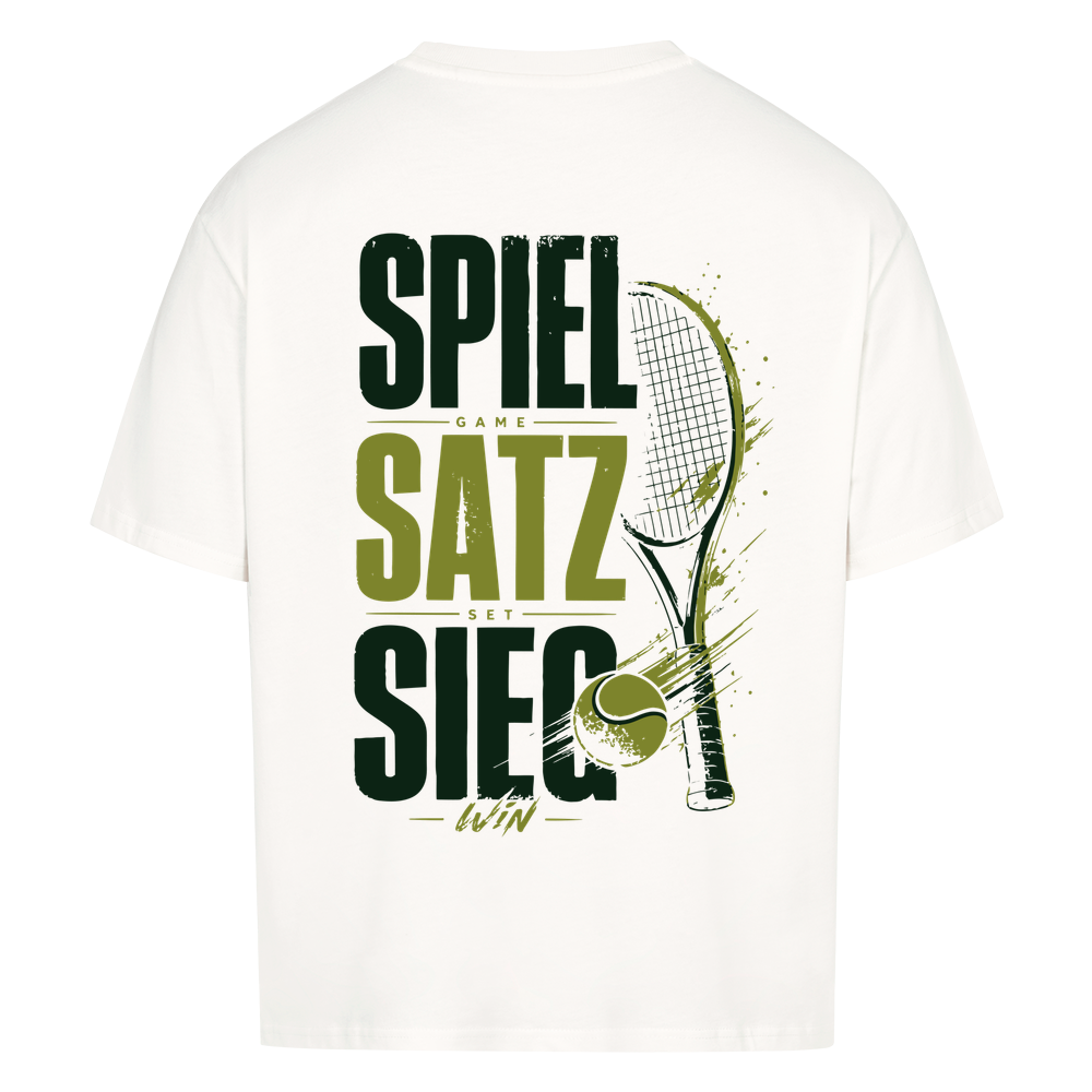 Spiel Satz Sieg Sprint auf Oversized Shirt, Farbe weiß