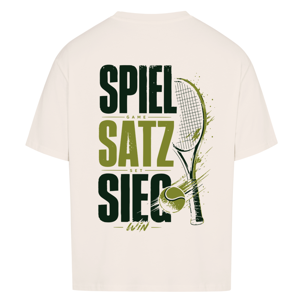 Spiel Satz Sieg Sprint auf Oversized Shirt, Farbe naturweiß