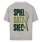 Spiel Satz Sieg Sprint auf Oversized Shirt, Farbe verwaschen grau
