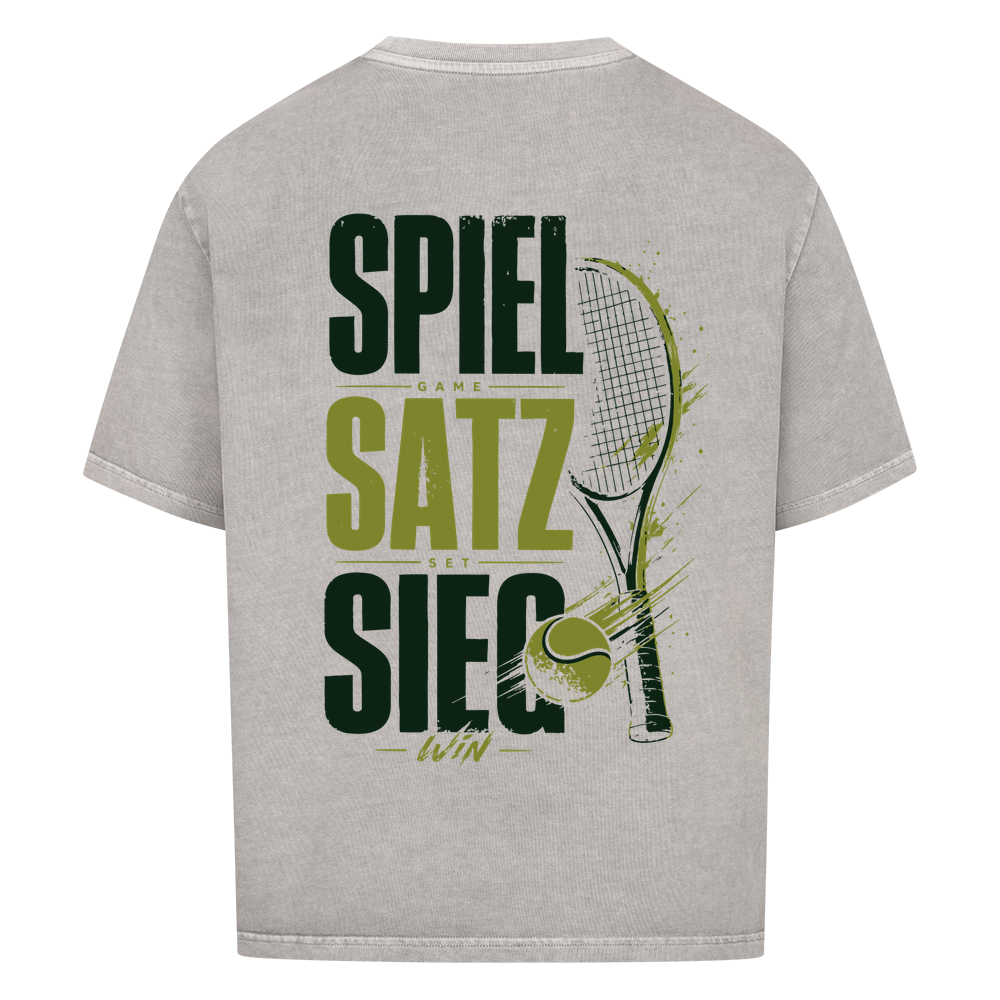 Spiel Satz Sieg Sprint auf Oversized Shirt, Farbe verwaschen grau