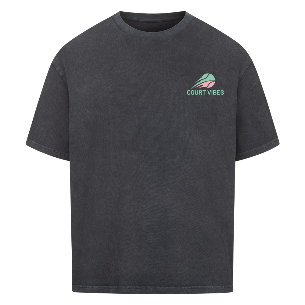 Spiel Satz Sieg Sprint auf Oversized Shirt, Farbe verwaschen schwarz
