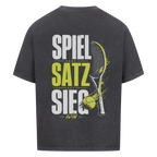 Spiel Satz Sieg Sprint auf Oversized Shirt, Farbe verwaschen schwarz