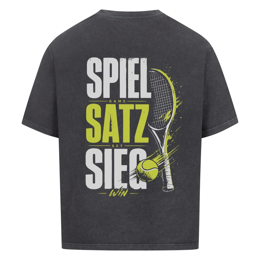Spiel Satz Sieg Sprint auf Oversized Shirt, Farbe verwaschen schwarz