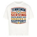 Tennismama Snacks & Support Retro auf Oversized Shirt, Farbe weiß