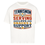 Tennismama Snacks & Support Retro auf Oversized Shirt, Farbe weiß