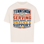 Tennismama Snacks & Support Retro auf Oversized Shirt, Farbe naturweiß