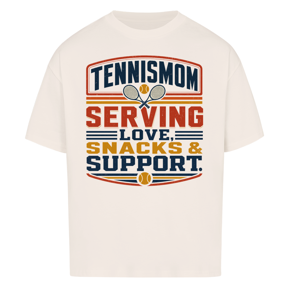 Tennismama Snacks & Support Retro auf Oversized Shirt, Farbe naturweiß