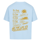 An mir lag es nicht in Gold auf Oversized Shirt, Farbe babyblau