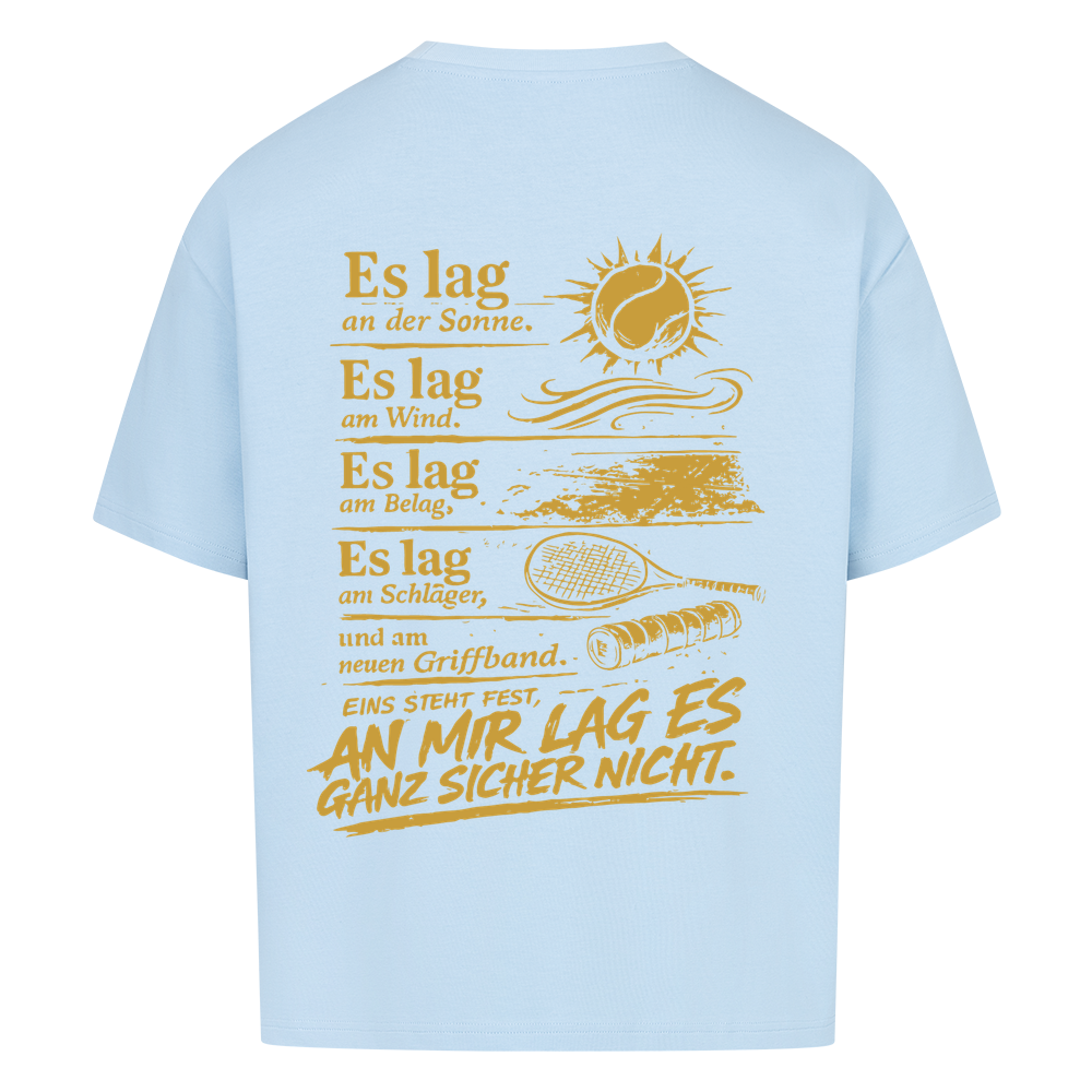 An mir lag es nicht in Gold auf Oversized Shirt, Farbe babyblau