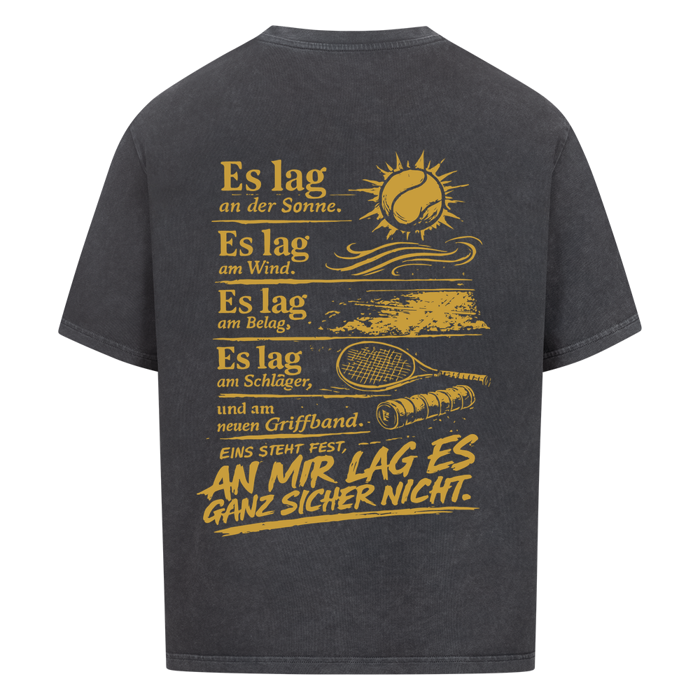 An mir lag es nicht in Gold auf Oversized Shirt, Farbe verwaschen schwarz