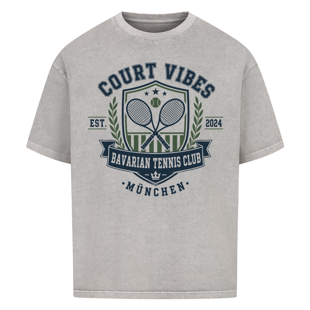 Bavarian Tennis Club München auf Oversized Shirt, Farbe verwaschen grau