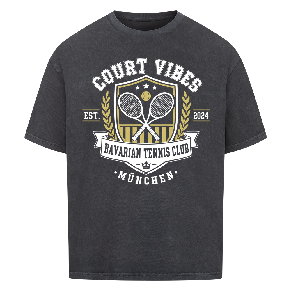 Bavarian Tennis Club München auf Oversized Shirt, Farbe verwaschen schwarz