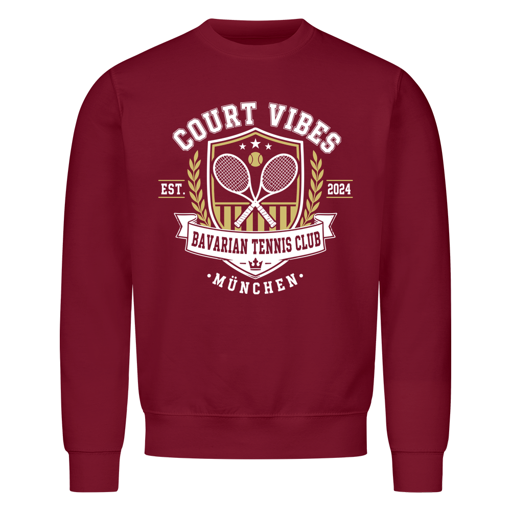 Bavarian Tennis Club München auf Sweatshirt, Farbe weinrot