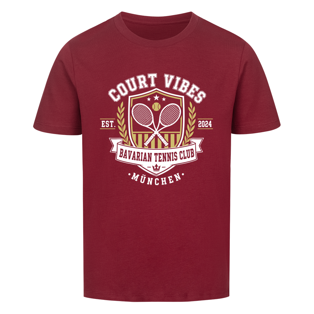 Bavarian Tennis Club München auf Kinder-Shirt, Farbe weinrot