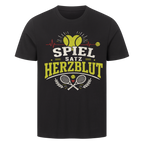 Spiel, Satz & Herzblut auf T-Shirt, Farbe schwarz