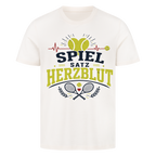 Spiel, Satz & Herzblut auf T-Shirt, Farbe naturweiß