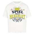 Spiel, Satz & Herzblut auf Oversized Shirt, Farbe weiß