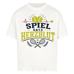 Spiel, Satz & Herzblut auf Oversized Shirt, Farbe weiß
