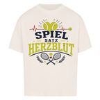 Spiel, Satz & Herzblut auf Oversized Shirt, Farbe naturweiß