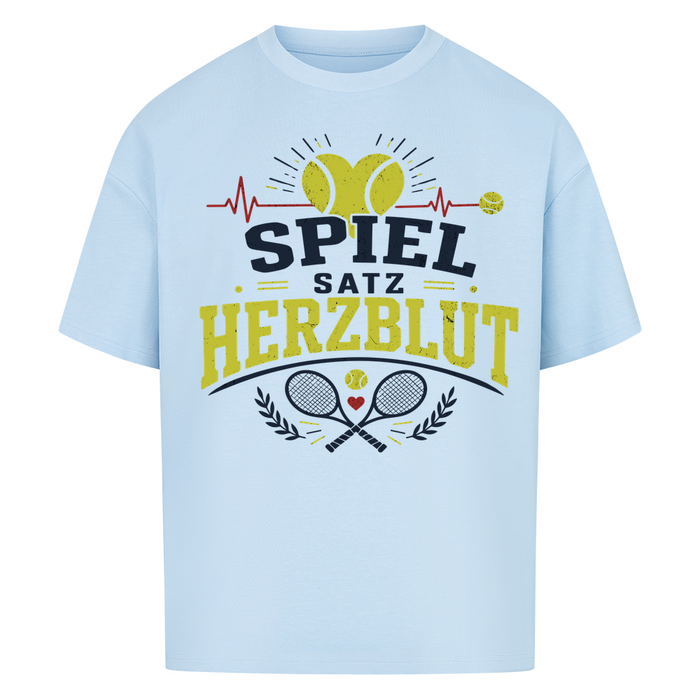 Spiel, Satz & Herzblut auf Oversized Shirt, Farbe babyblau