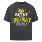 Spiel, Satz & Herzblut auf Oversized Shirt, Farbe verwaschen schwarz