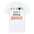 Spiel, Satz & Herzblut Clay auf T-Shirt, Farbe weiß