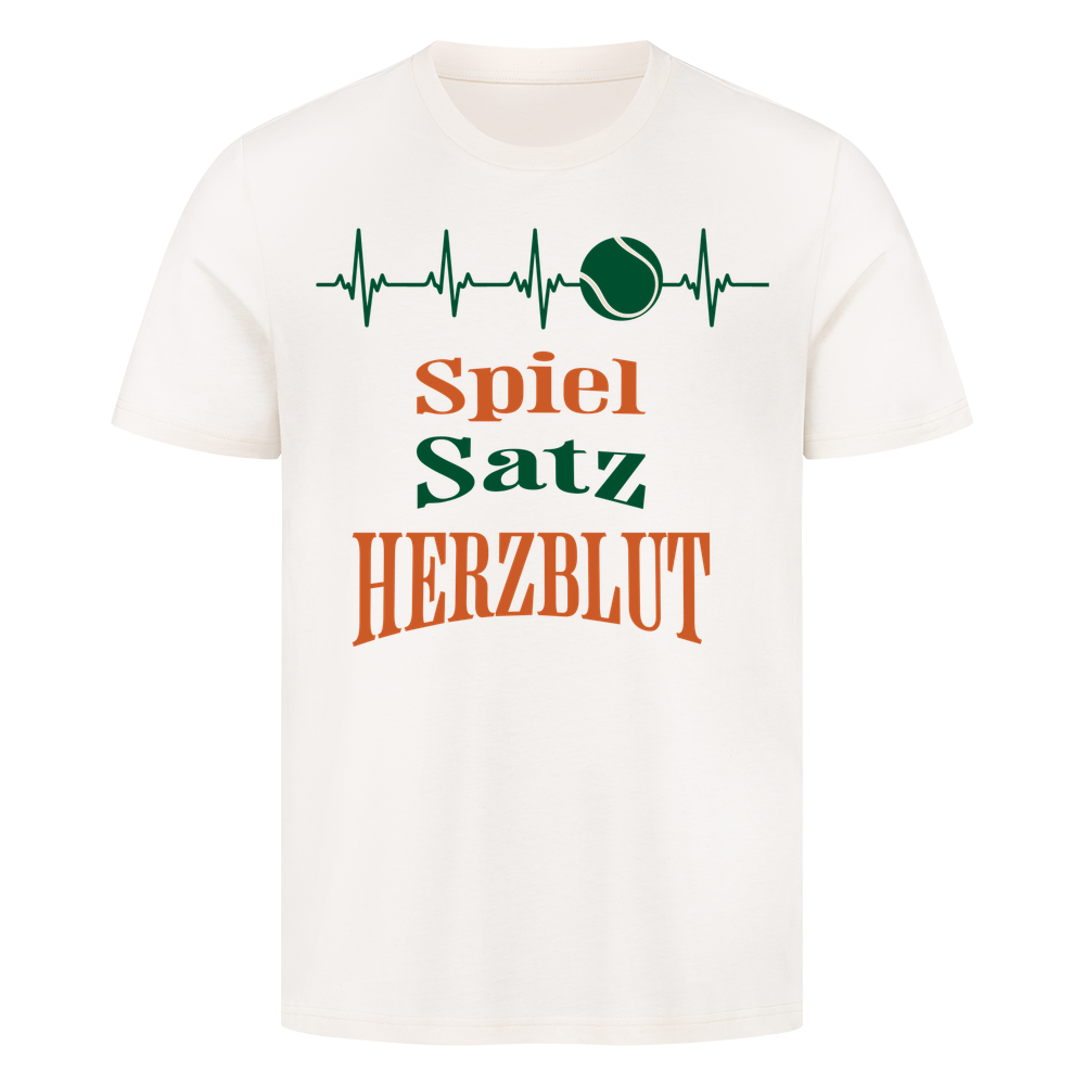 Spiel, Satz & Herzblut Clay auf T-Shirt, Farbe naturweiß