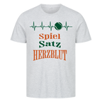 Spiel, Satz & Herzblut Clay auf T-Shirt, Farbe grau meliert