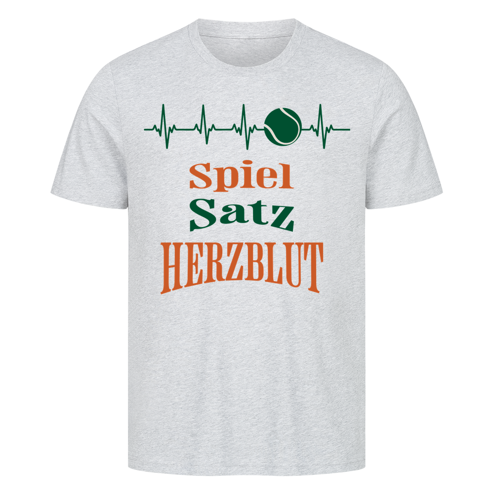 Spiel, Satz & Herzblut Clay auf T-Shirt, Farbe grau meliert