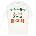 Spiel, Satz & Herzblut Clay auf Oversized Shirt, Farbe weiß