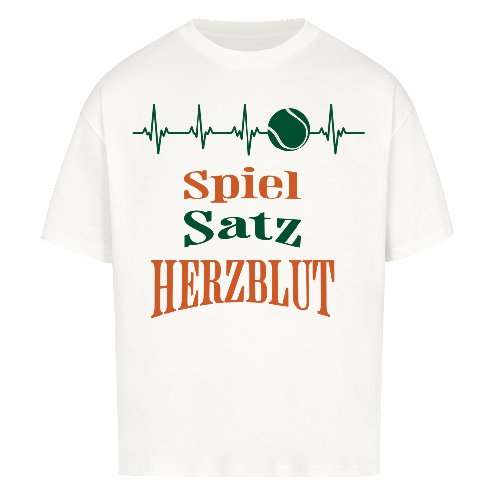 Spiel, Satz & Herzblut Clay auf Oversized Shirt, Farbe weiß