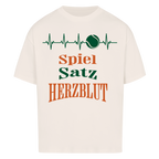 Spiel, Satz & Herzblut Clay auf Oversized Shirt, Farbe naturweiß