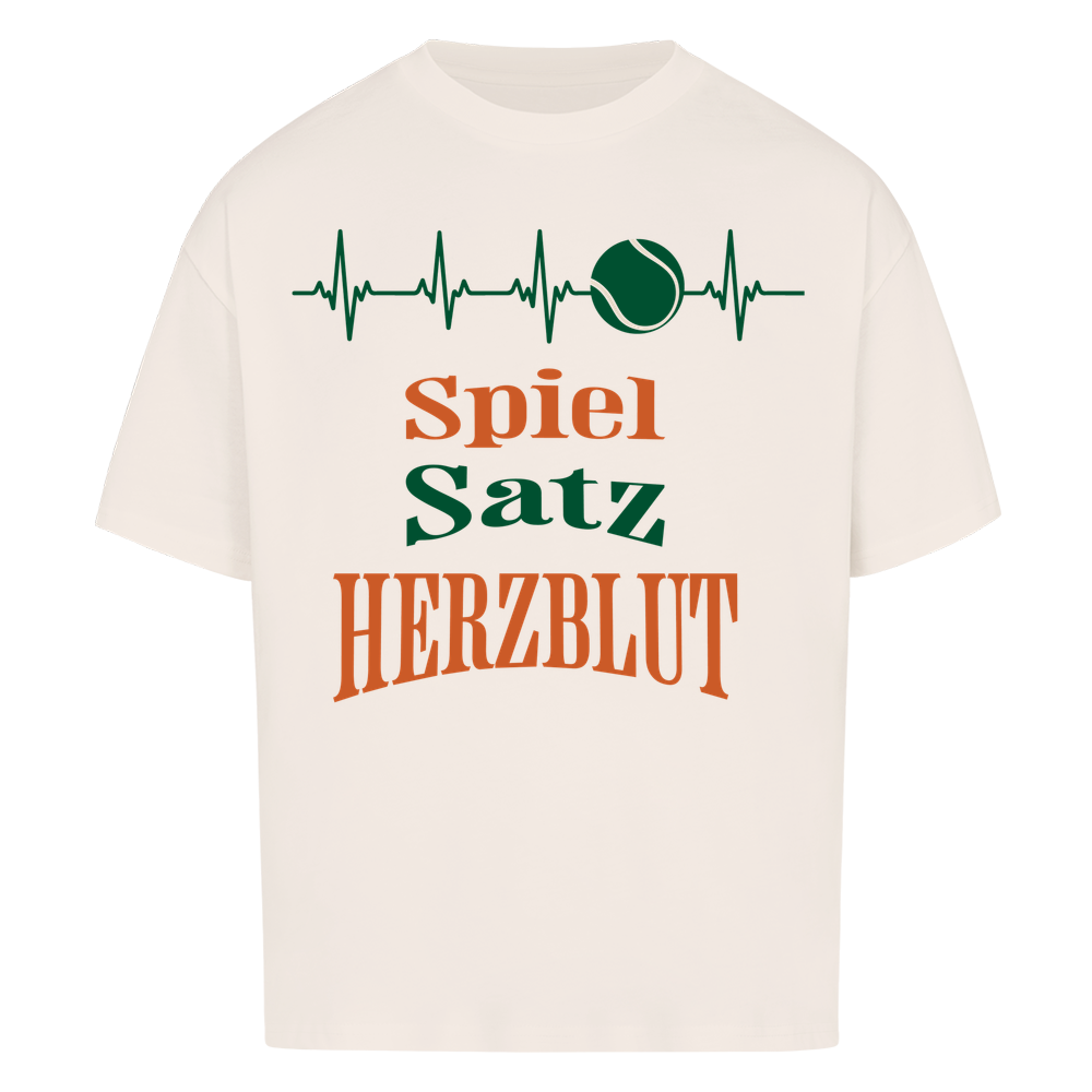 Spiel, Satz & Herzblut Clay auf Oversized Shirt, Farbe naturweiß