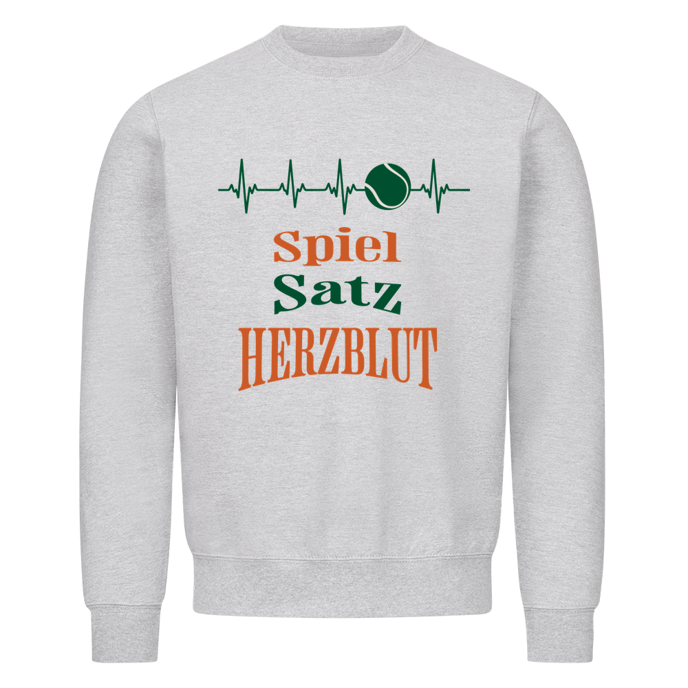 Spiel, Satz & Herzblut Clay auf Sweatshirt, Farbe grau meliert