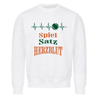 Spiel, Satz & Herzblut Clay auf Sweatshirt, Farbe weiß