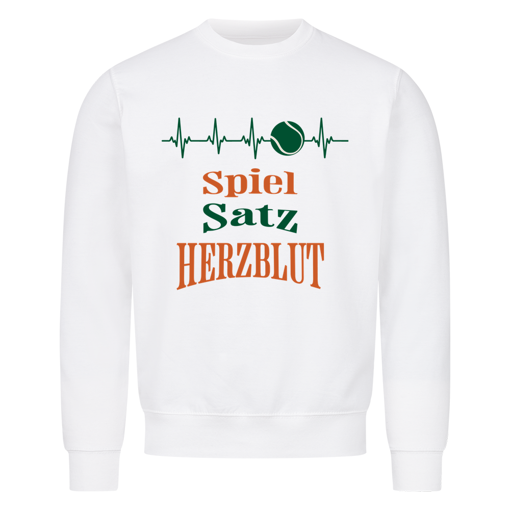 Spiel, Satz & Herzblut Clay auf Sweatshirt, Farbe weiß