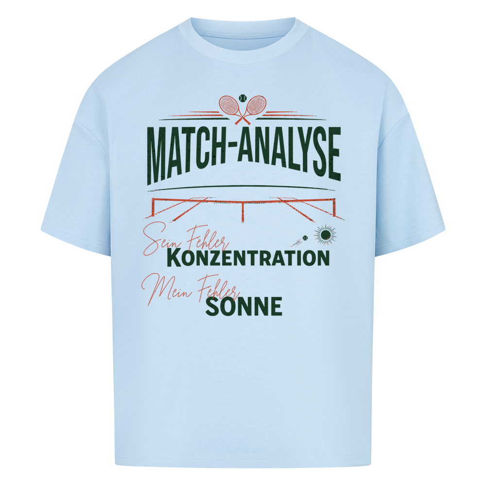 Match-Analyse auf Oversized Shirt, Farbe babyblau