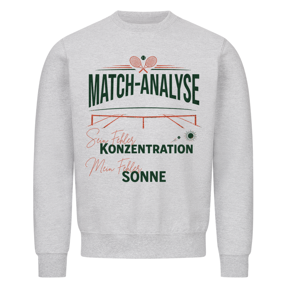 Match-Analyse auf Sweatshirt, Farbe grau meliert