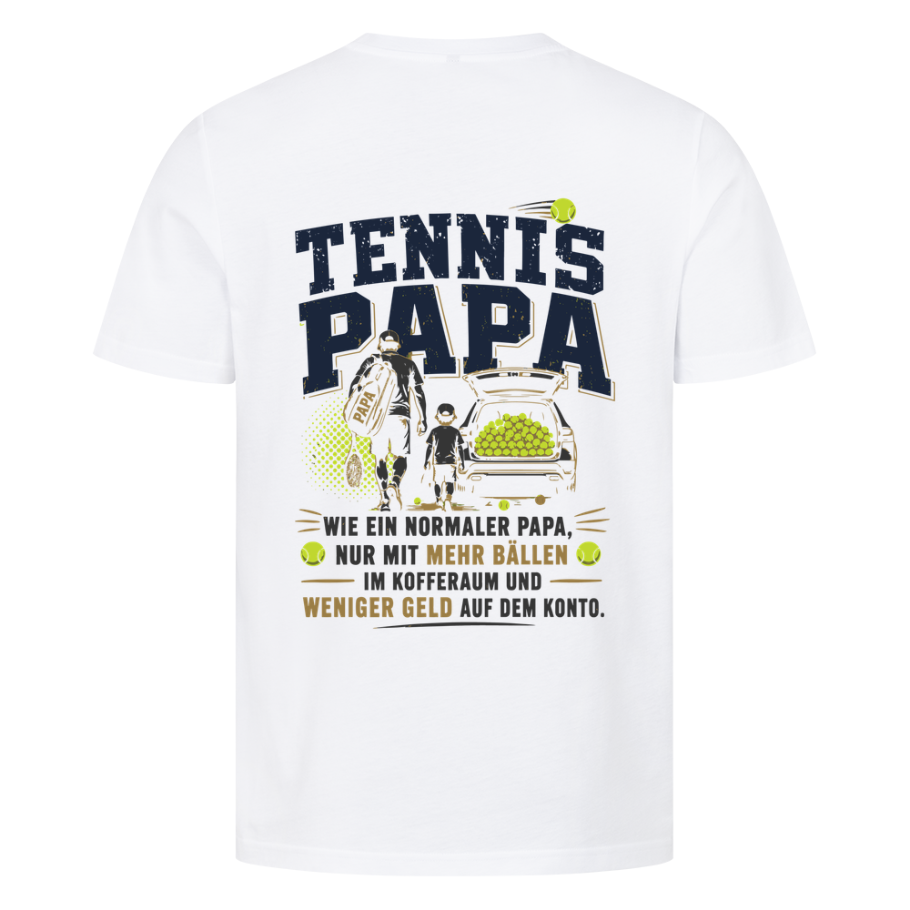 Tennispapa Sponsor auf T-Shirt, Farbe weiß