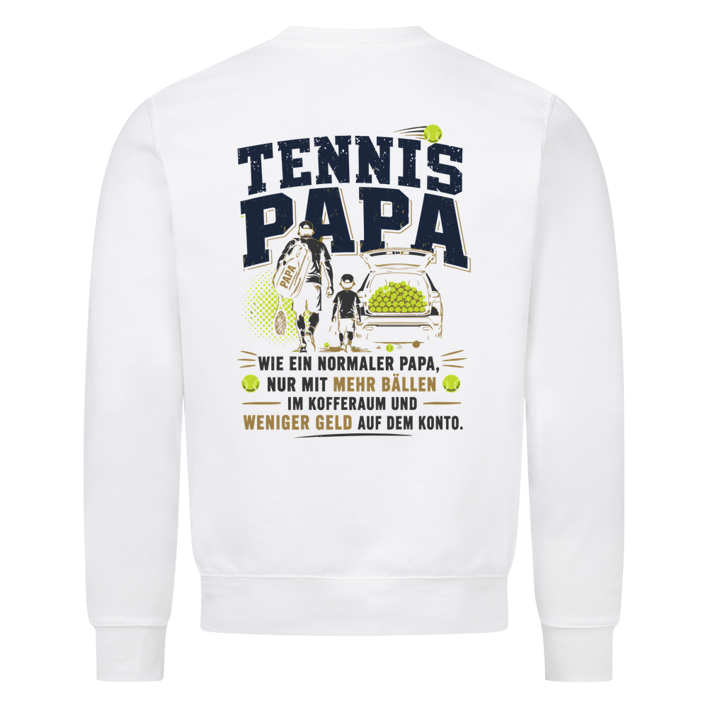 Tennispapa Sponsor auf Sweatshirt, Farbe weiß