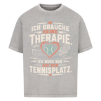 Court Therapie auf Oversized Shirt, Farbe verwaschen grau