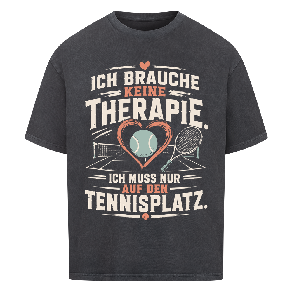 Court Therapie auf Oversized Shirt, Farbe verwaschen schwarz
